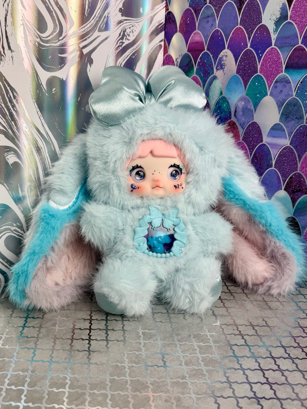 Nommi Solace 🩵 Fantasy World Blue Pink Bunny Butterfly Bag Charm Keychain Plush - Picture 2 of 12